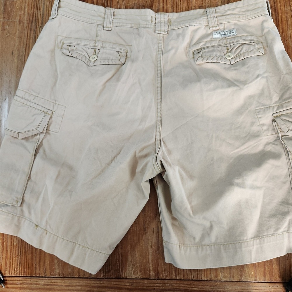 Polo Ralph Lauren Men's Cargo Shorts Sz 40x9" Tan Khaki Pockets 100% Cotton